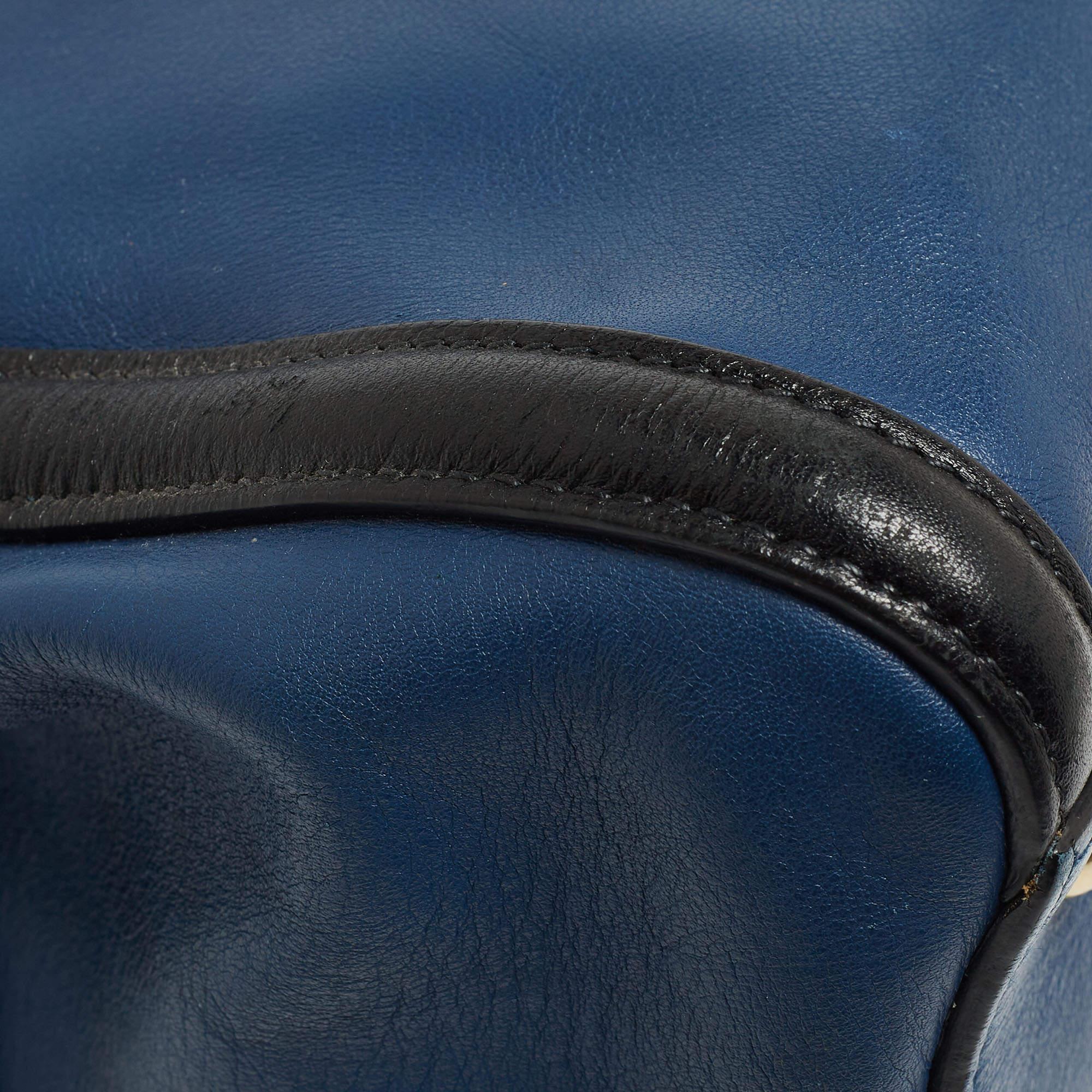 Prada Blue/Black Saffiano Leather Double Zip Satchel 2