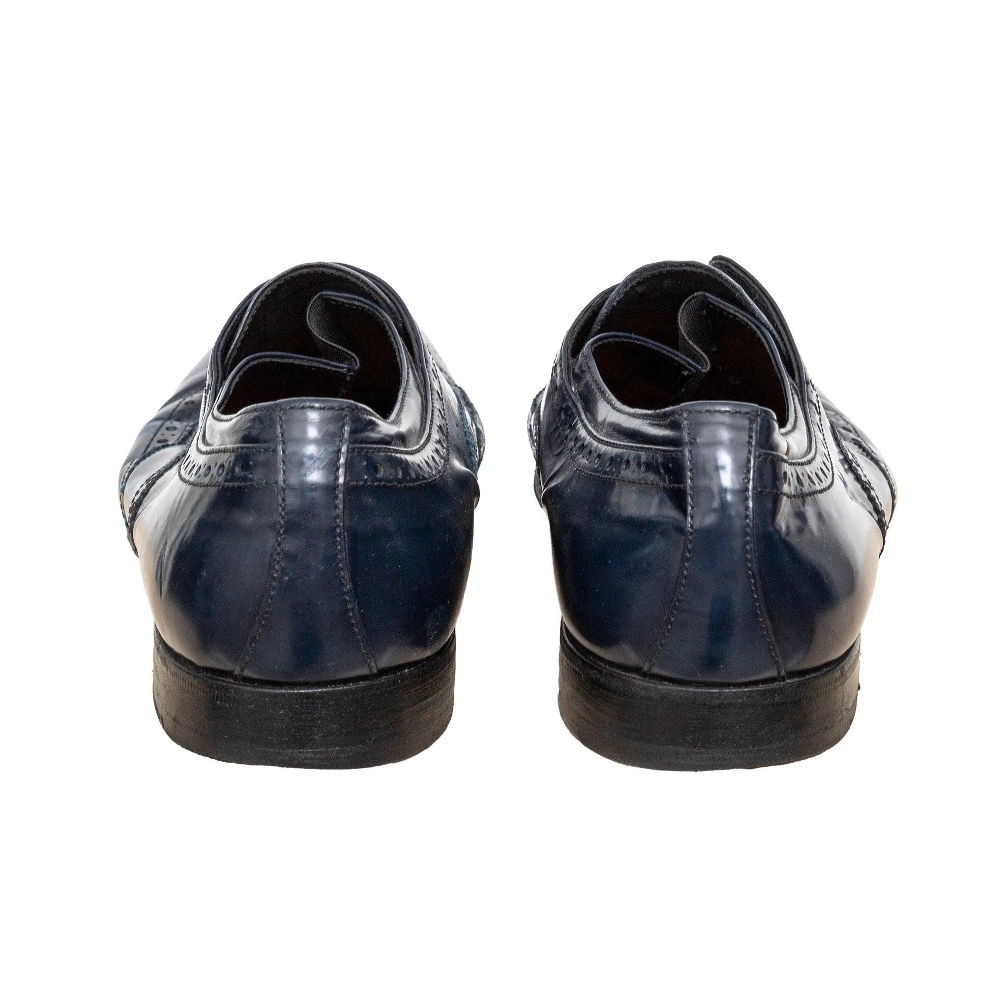 Prada Blaue Brogue-Lederschuhe - '00s Herren im Angebot