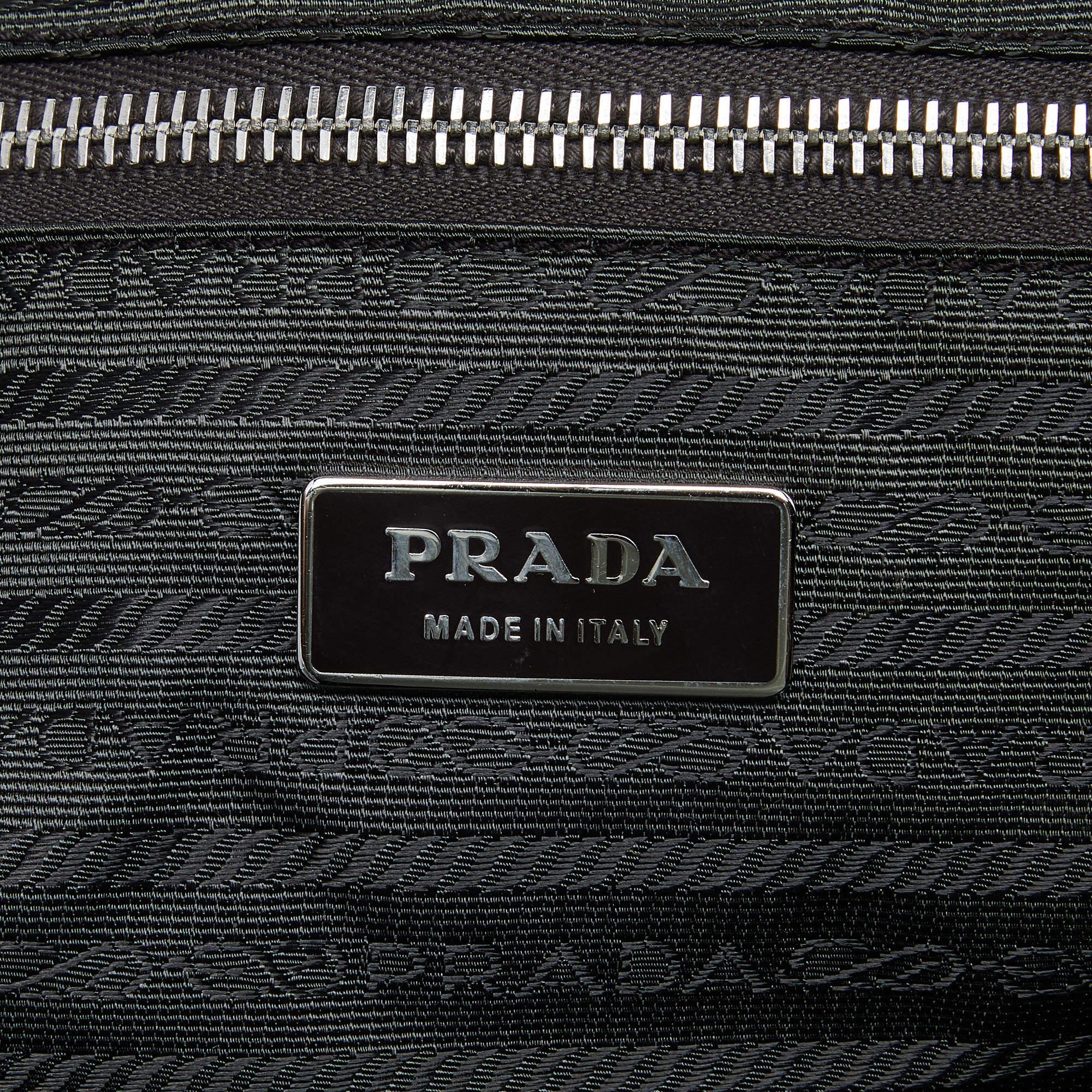 Prada Blau/Braune Weekender-Tasche aus Segeltuch und Leder 6
