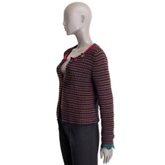 PRADA blue & brown cotton CROCHET EMBELLISHED Jacket 42 M