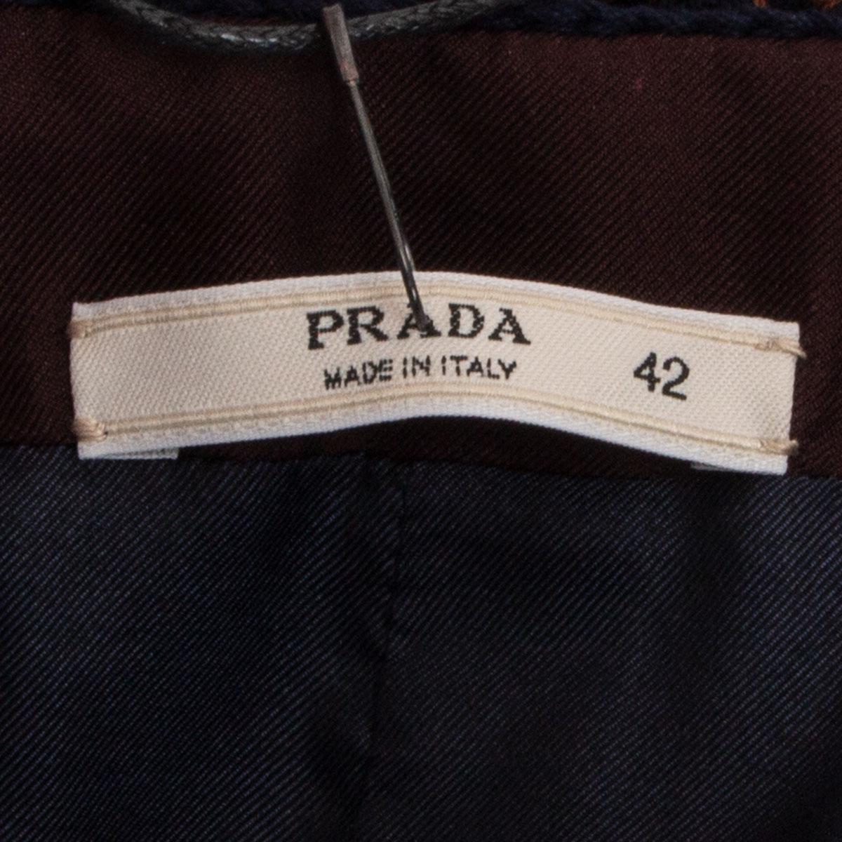 Black PRADA blue & brown cotton CROCHET EMBELLISHED Jacket 42 M For Sale
