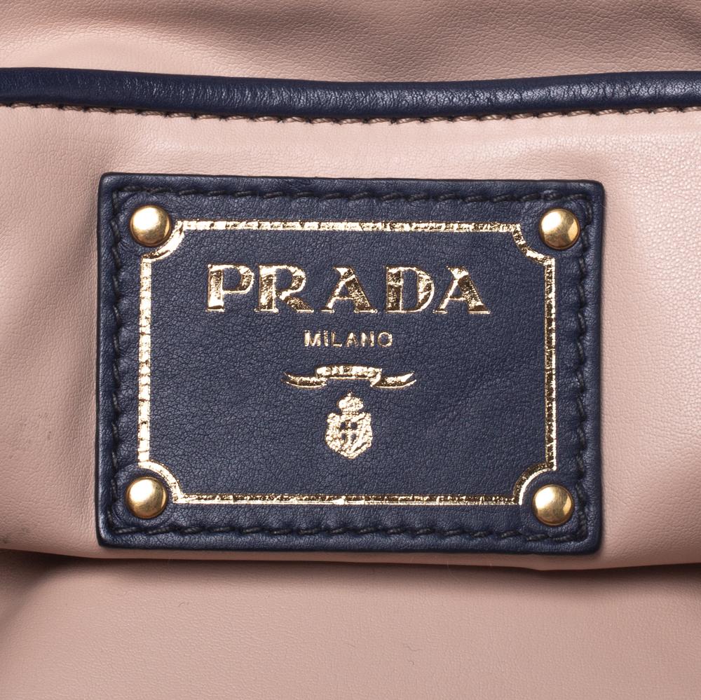 Prada Blue/Brown Denim Flap Chain Shoulder Bag 3