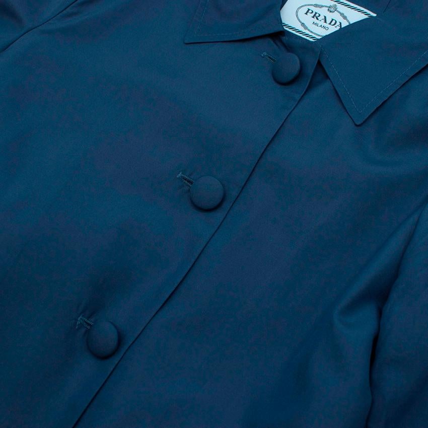 Women's Prada Blue Button Down Light Weight Silk Jacket - Size US 4 For Sale
