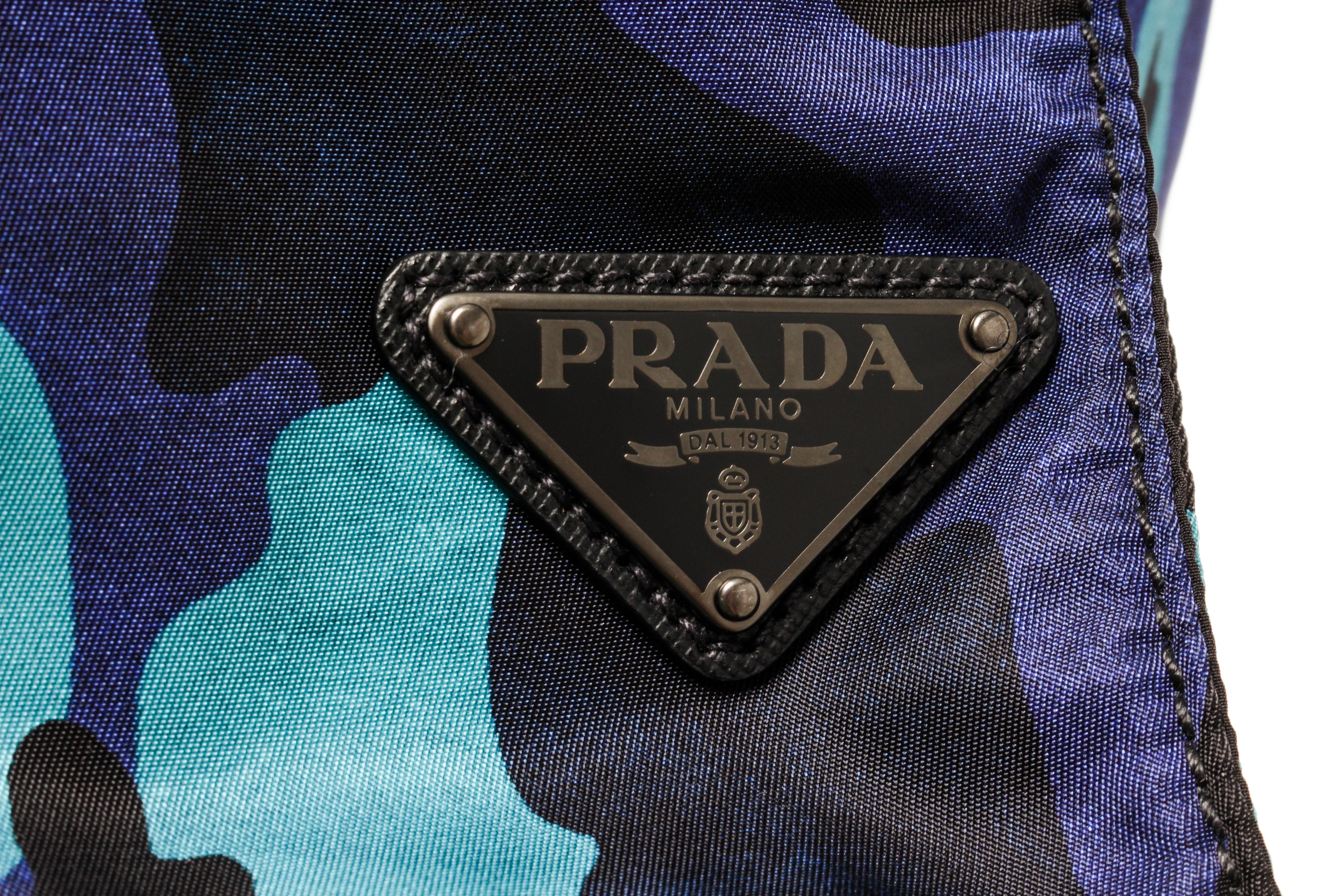 Prada Blue Camo Nylon Tote Bag 1