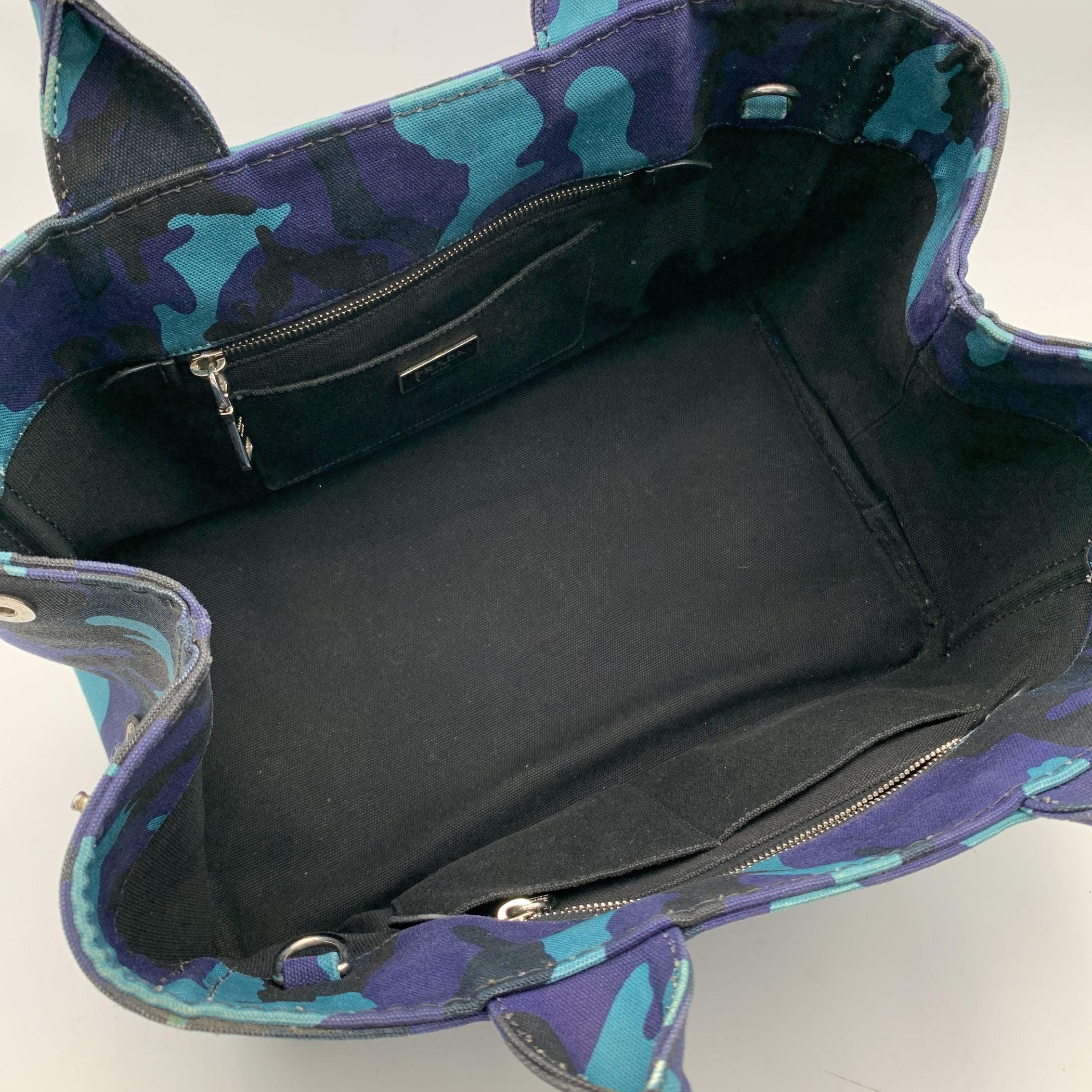 Prada Blue Camouflage Canvas Canapa Logo Tote Bag 1