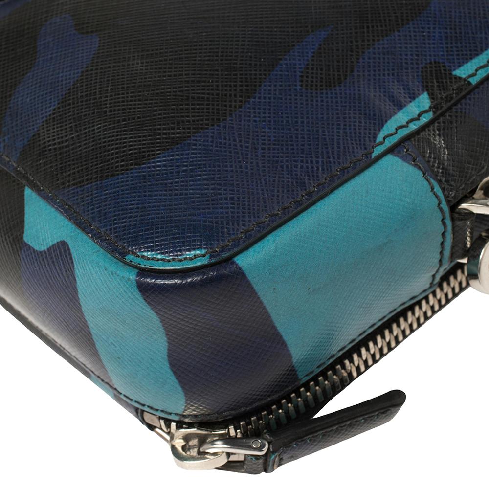 Prada Blue Camouflage Saffiano Lux Leather Travel Organizer 1