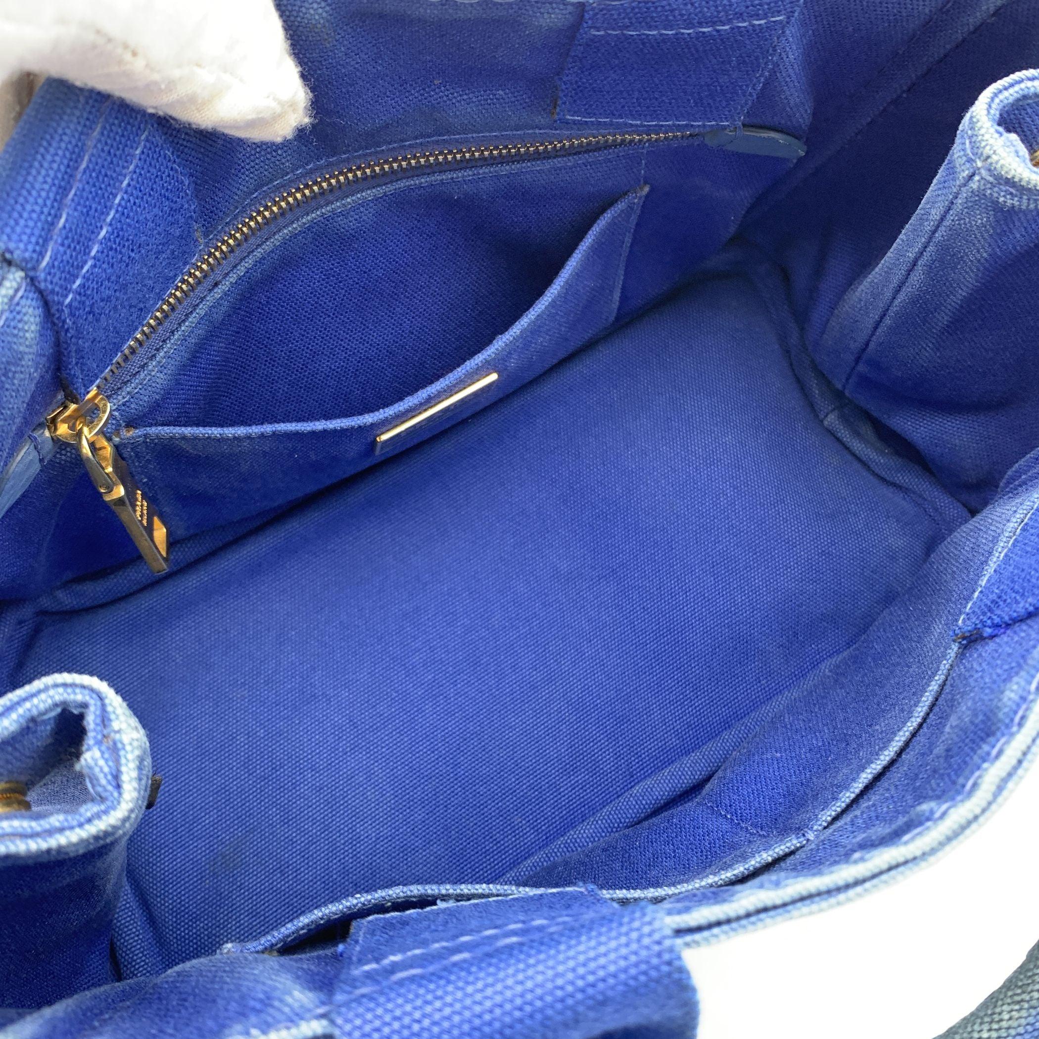 Prada Blue Canvas Logo Canapa Logo Small Tote Bag BN2439 2