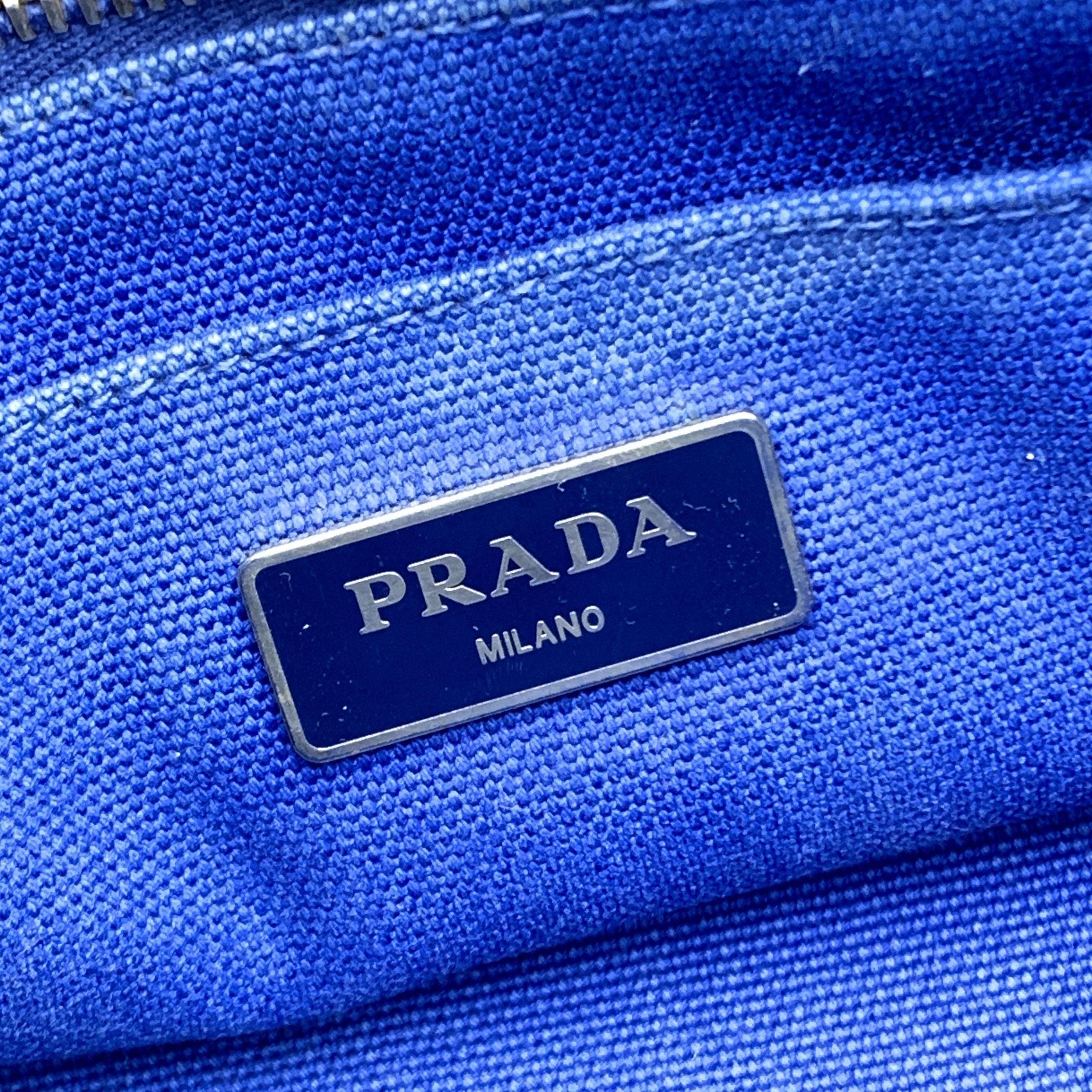 Prada Blue Canvas Logo Canapa Logo Small Tote Bag BN2439 3