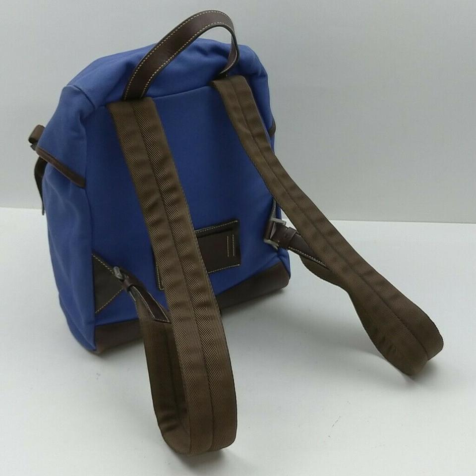 Prada Blue Canvas x Brown Leather Tessuto Backpack 863430 2