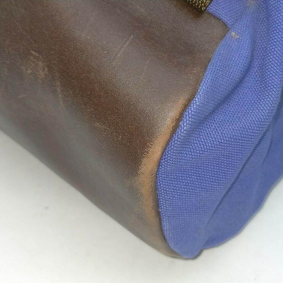 Prada Blue Canvas x Brown Leather Tessuto Backpack 863430 4