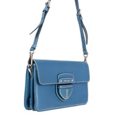 PRADA blue Cinghale leather Crossbody Shoulder Bag