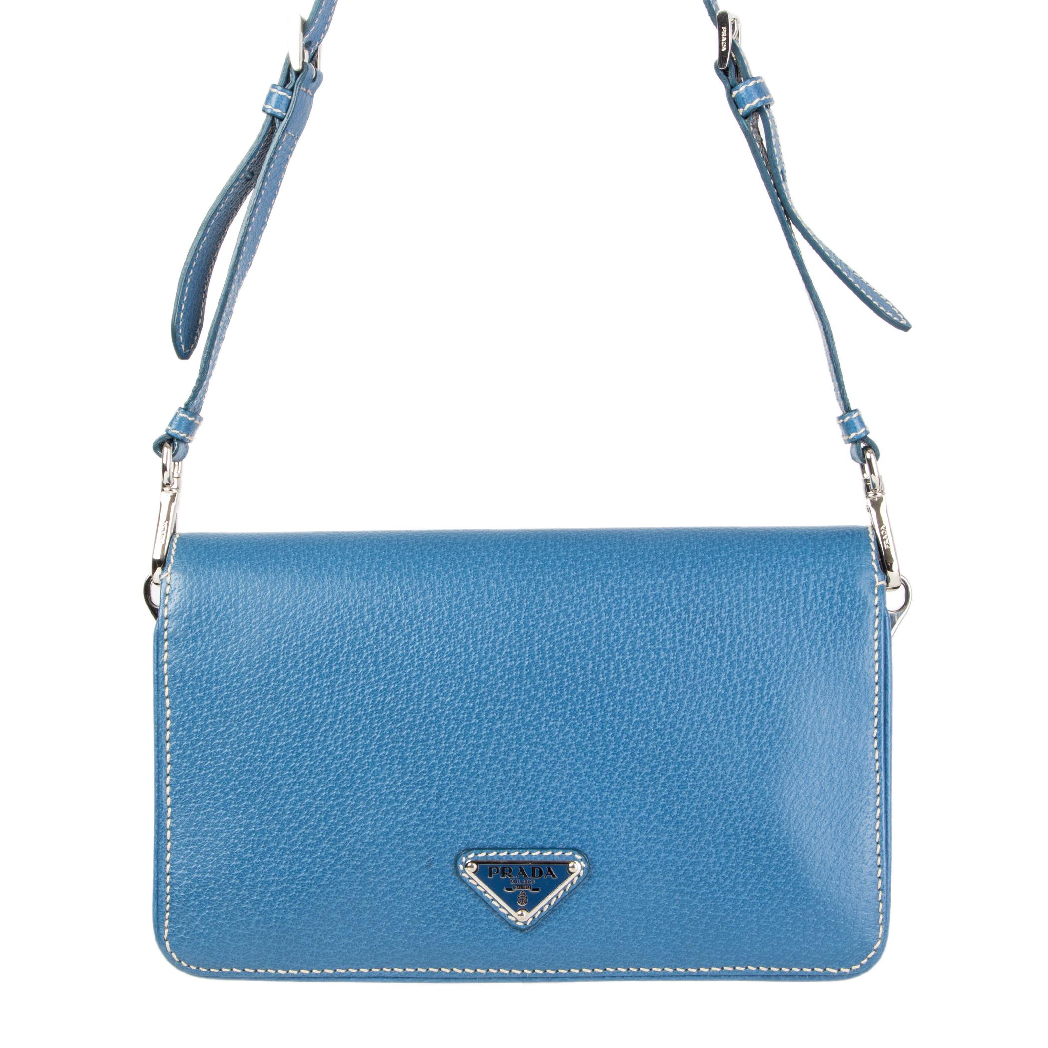 Blue PRADA blue Cinghale leather Crossbody Shoulder Bag