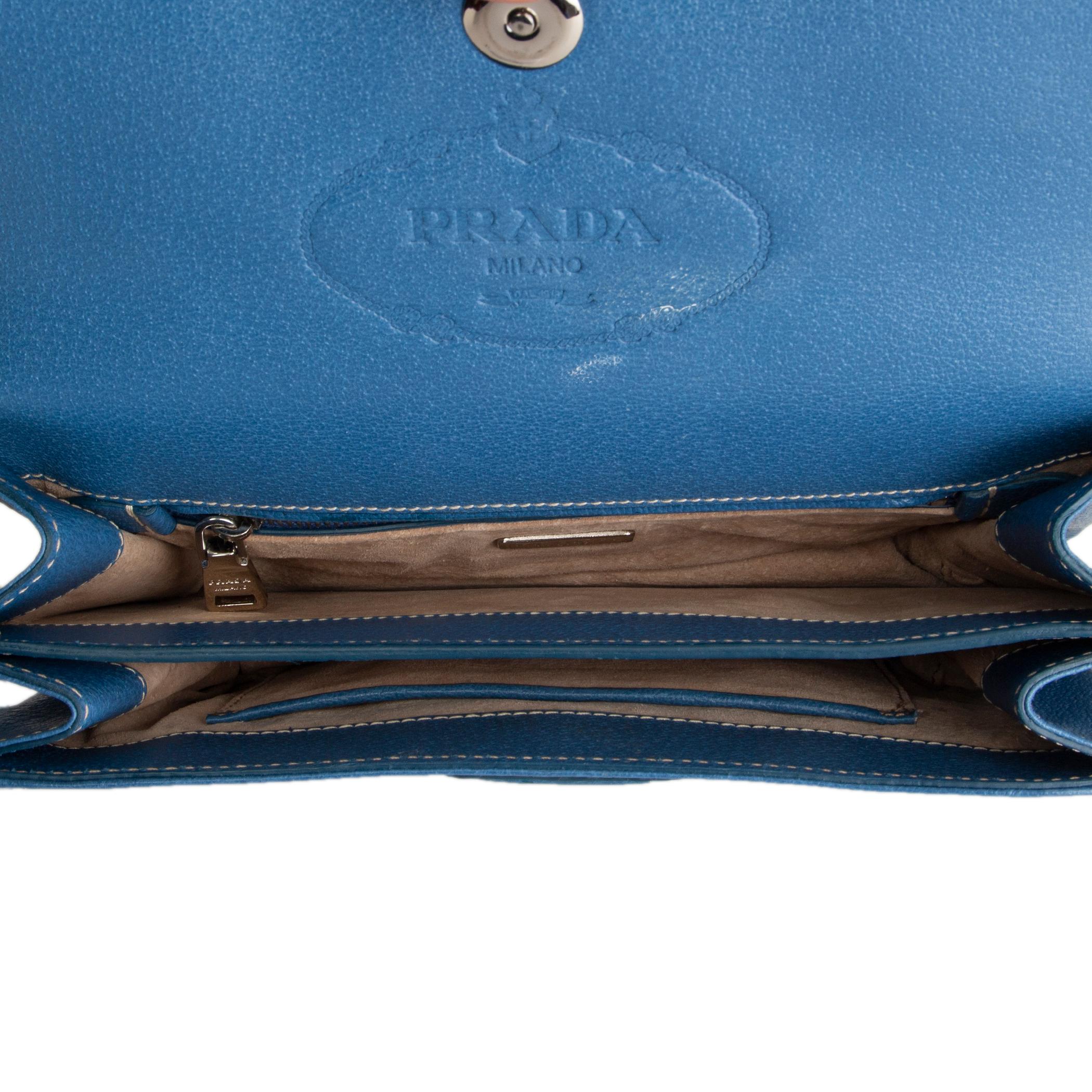 Women's PRADA blue Cinghale leather Crossbody Shoulder Bag