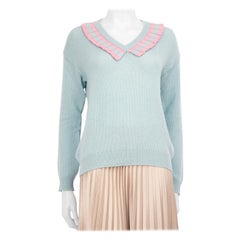 Prada Blue Collar V-Neck Sweater Size XS