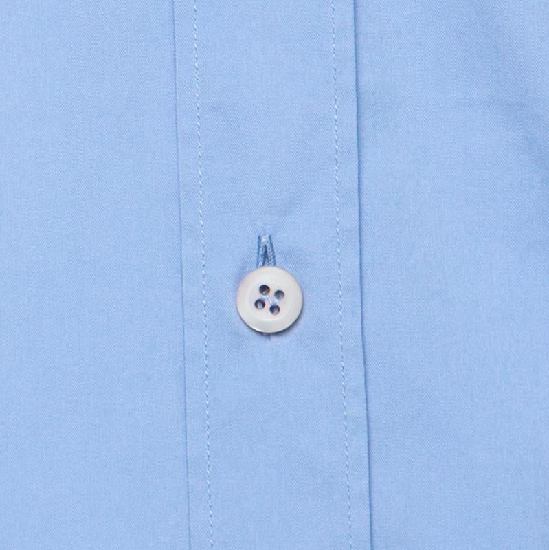 Prada Blue Cotton Blend Full Sleeve Shirt M 2