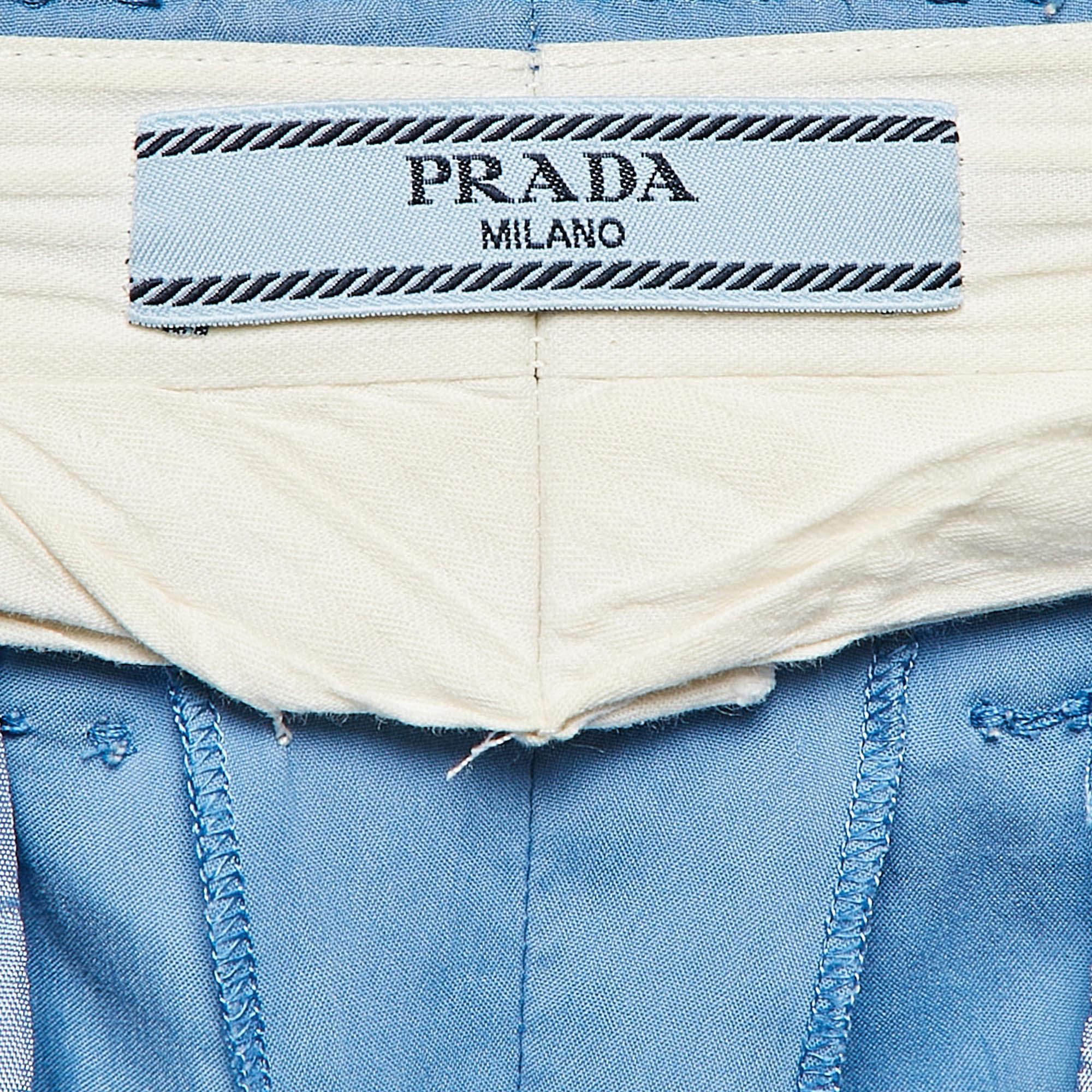 Prada Blaue Hose aus Baumwollmischung M Damen im Angebot