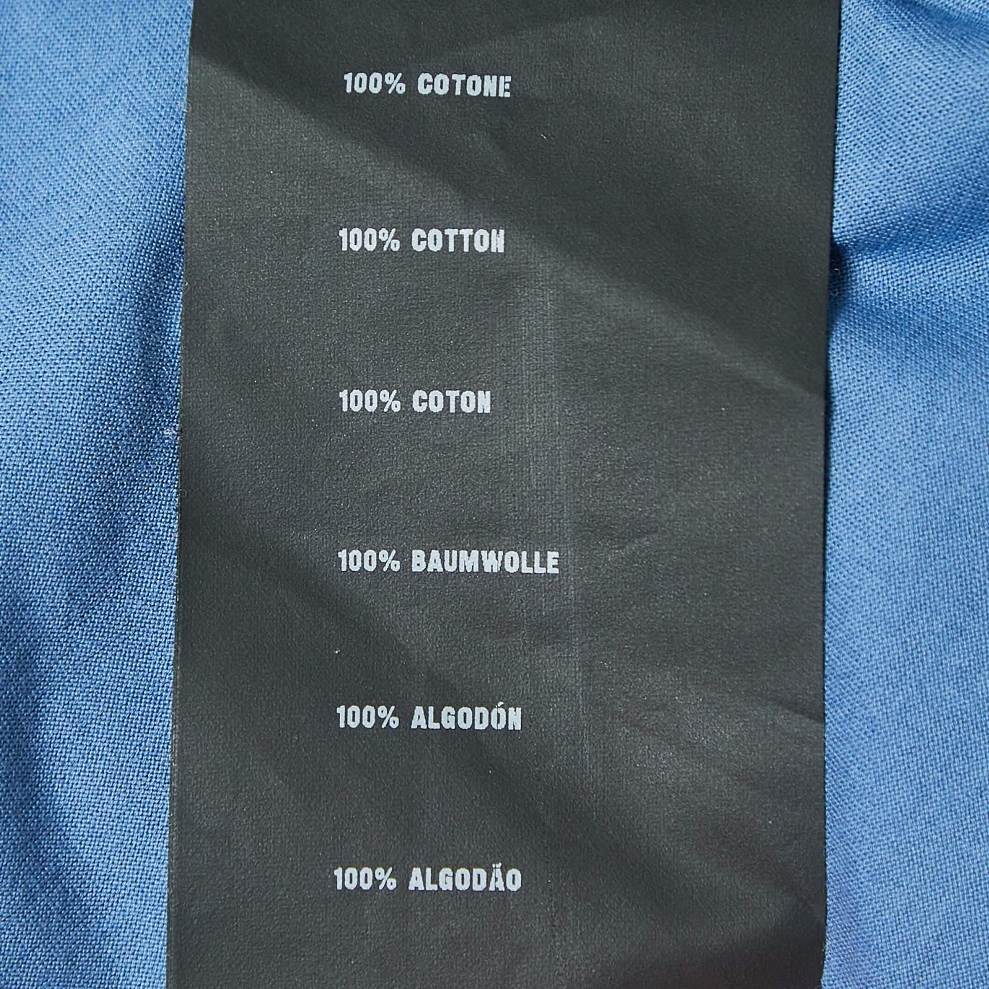 Prada Blue Cotton Logo Pocket Detailed Polo T-Shirt M 1