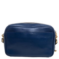 Prada Blue Crystal Embellished Leather Camera Shoulder Bag