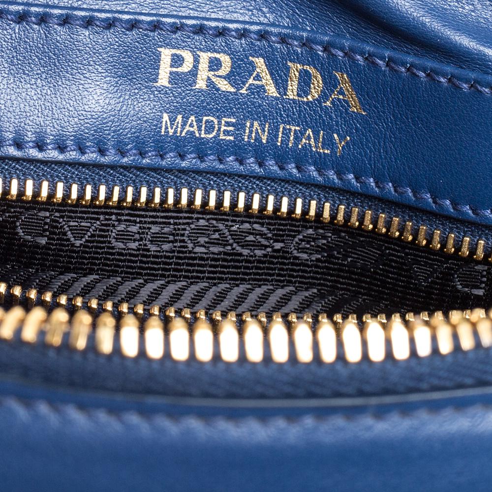 Black Prada Blue Crystal Embellished Leather Camera Shoulder Bag