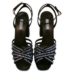 Prada Blue Crystal Platforms size 39.5 new in box