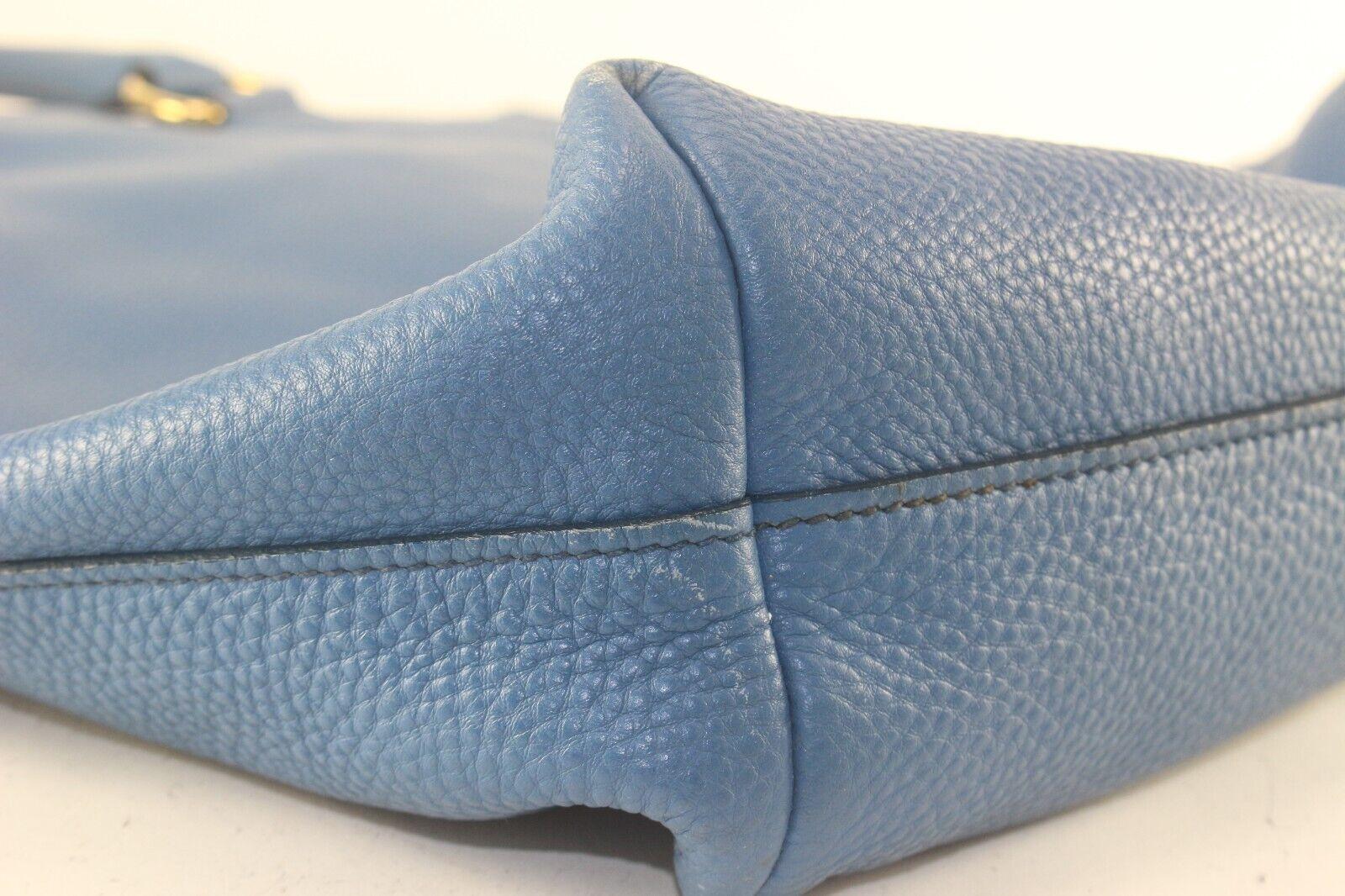 PRADA Blue Daino Vitello Leather Tote 4PR817K For Sale 7