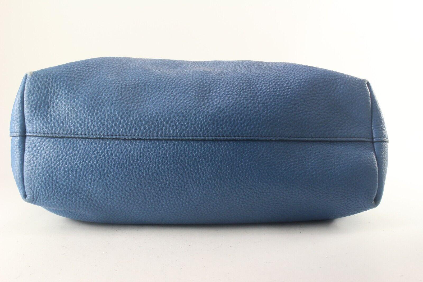 PRADA Blue Daino Vitello Leather Tote 4PR817K For Sale 1