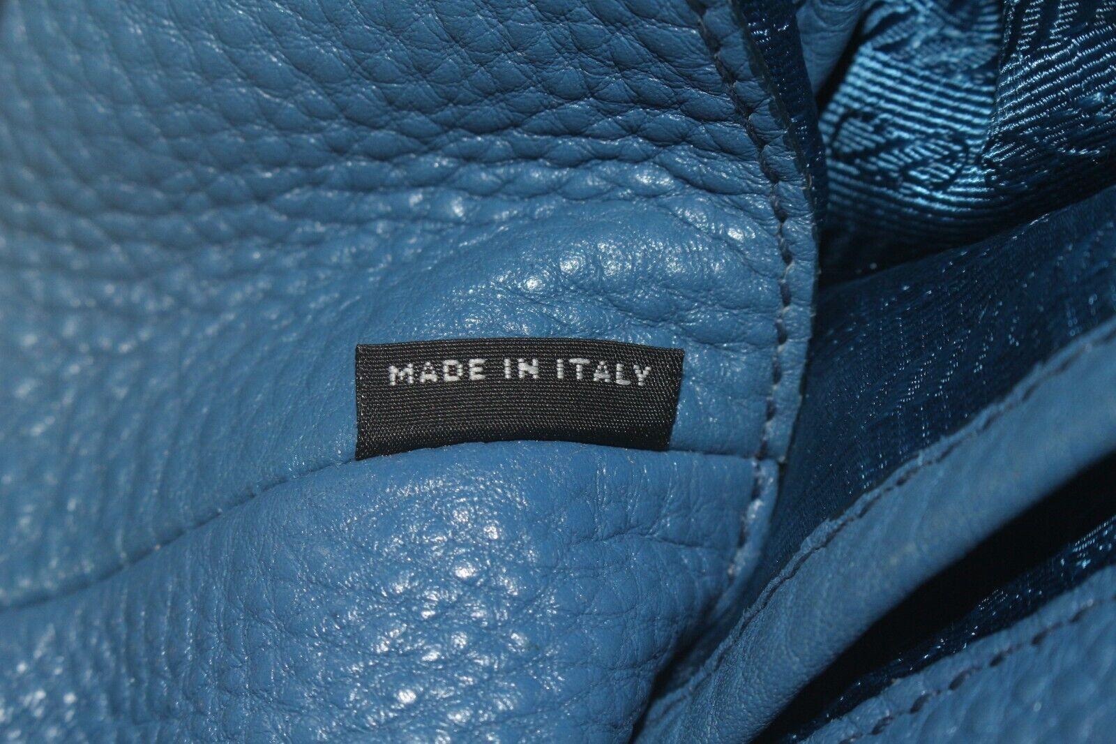 PRADA Blue Daino Vitello Leather Tote 4PR817K For Sale 3