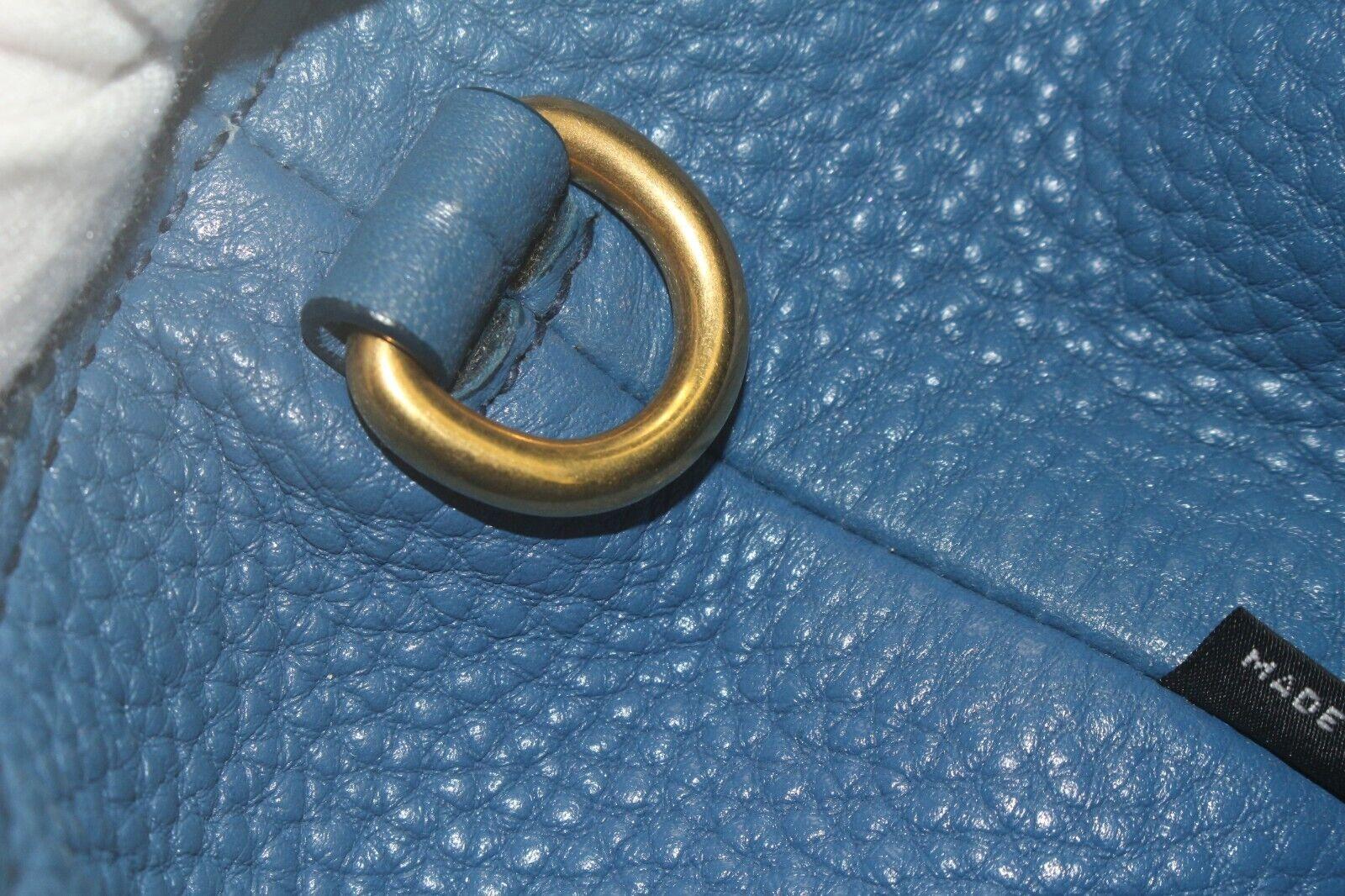 PRADA Blue Daino Vitello Leather Tote 4PR817K For Sale 4