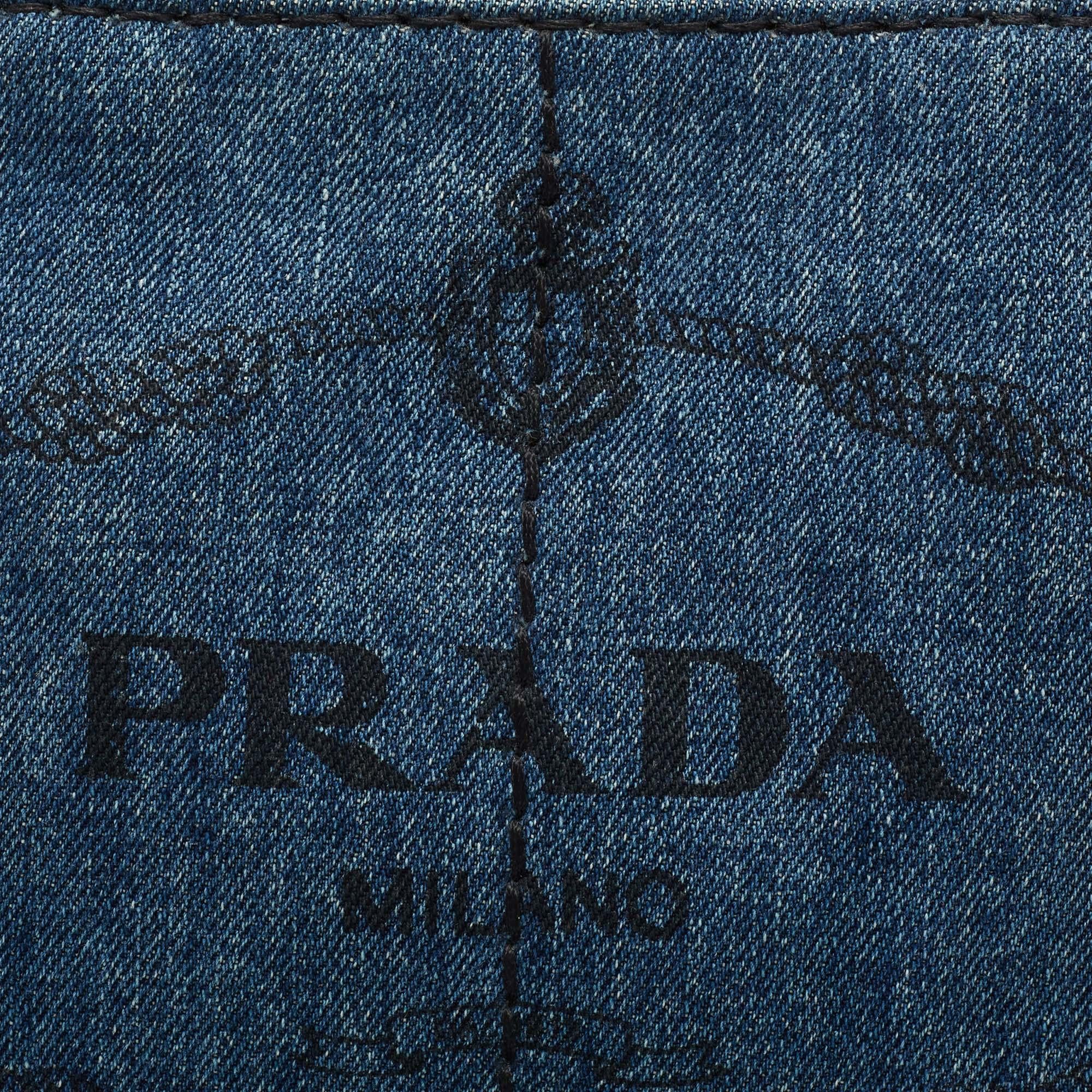 Prada Blue Denim Canapa Tote 5