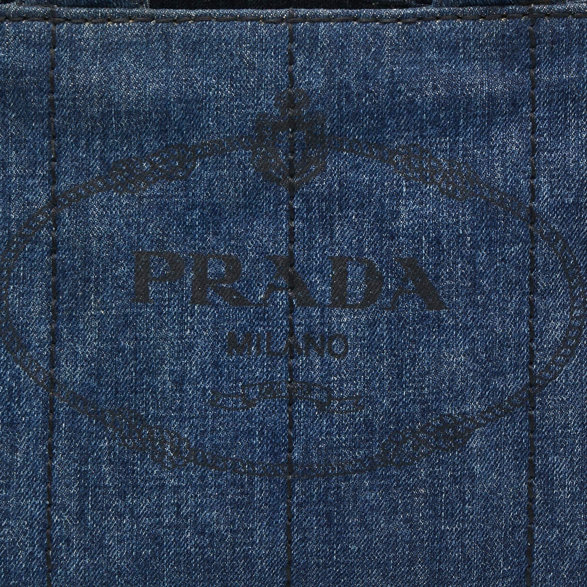 Prada Gärtner-Tasche aus blauem Denim im Angebot 4