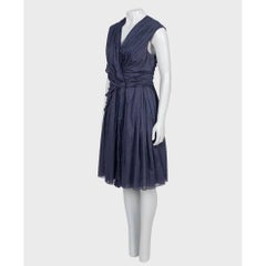 Prada Blue Draped Cotton Fitted Dress - Size 46