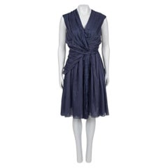 Prada Blue Draped Cotton Fitted Dress - Size 46