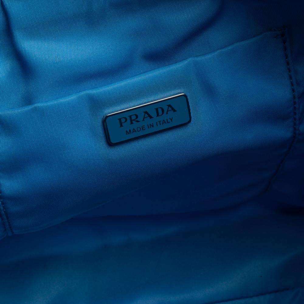 Prada Blue Embossed Nylon Mini Tote 4