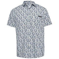 Prada Blue Floral Print Cotton Short Sleeve Shirt L