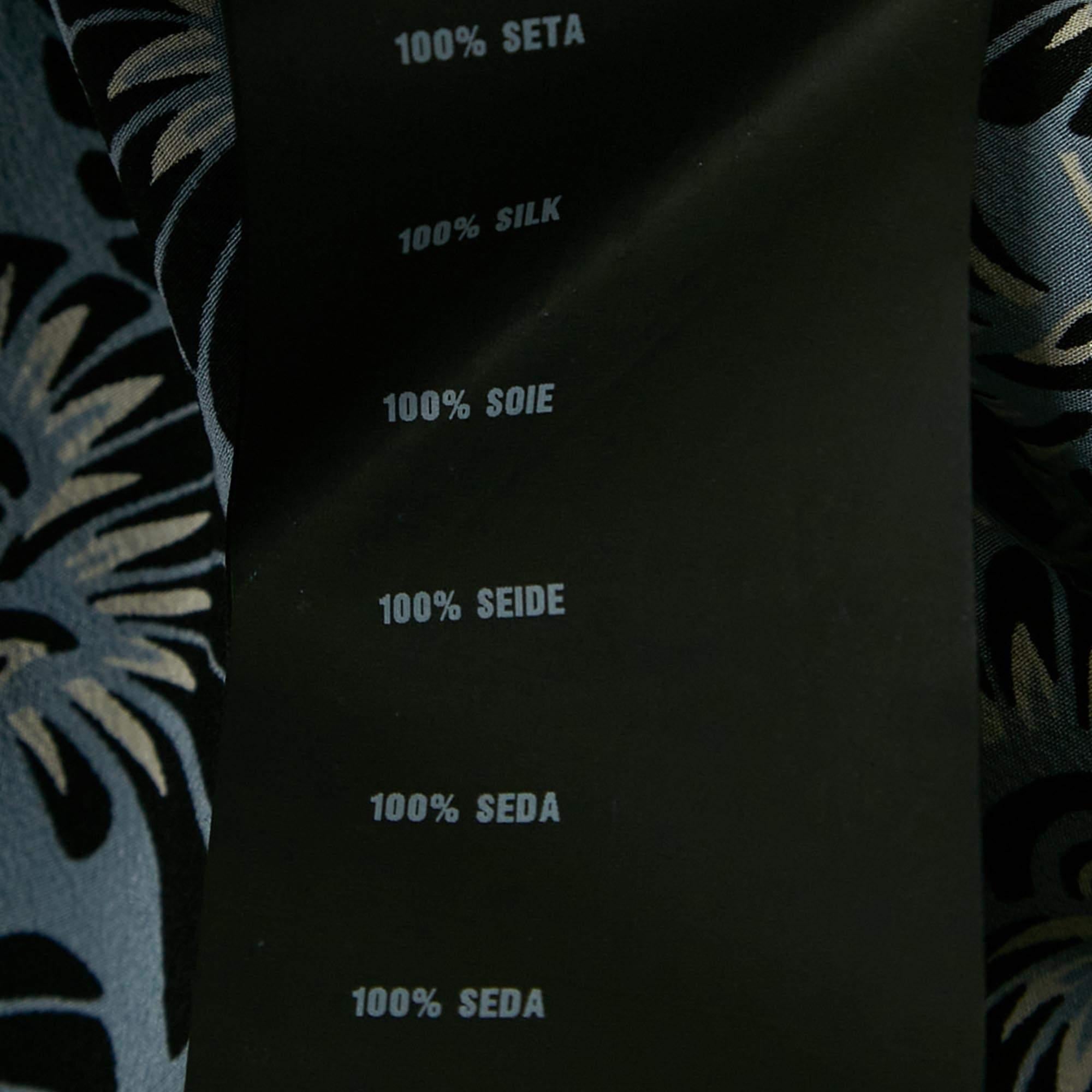 Prada Blue Floral Print Silk Ruffled Sleeveless Short Dress S For Sale 1