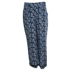 Prada, blue floral printed silk casual pantalon
