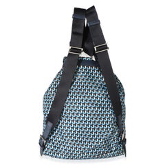 Prada Blue Geometric Print Nylon Tessuto Drawstring Logo Backpack