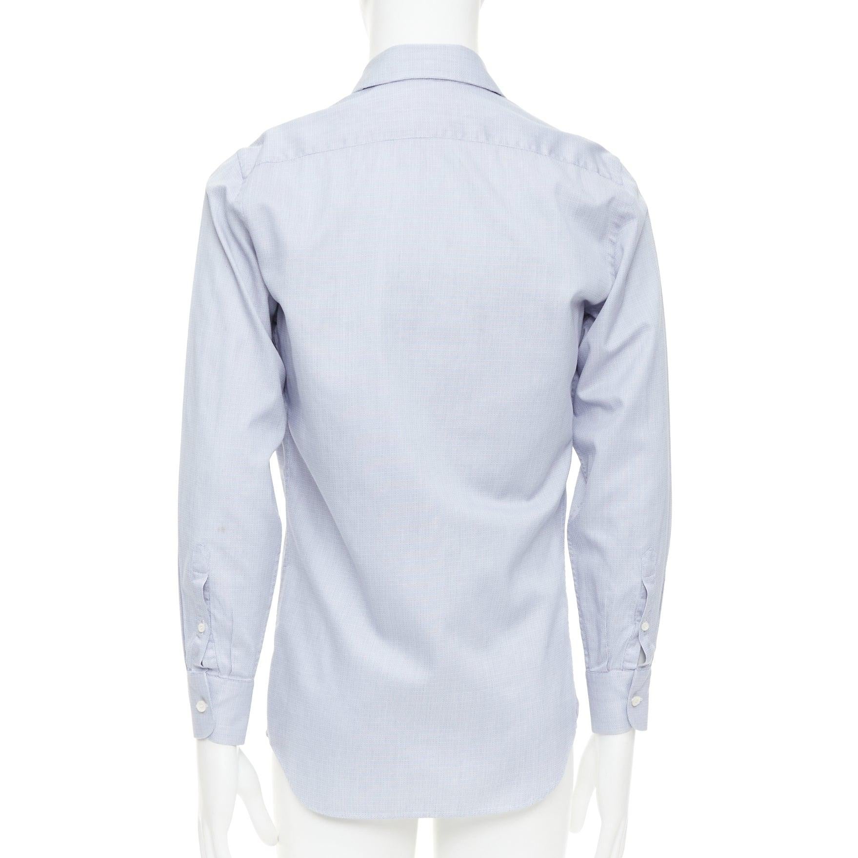PRADA blue geometric print shell buttons long sleeve collared dress shirt EU38 S Pour hommes en vente