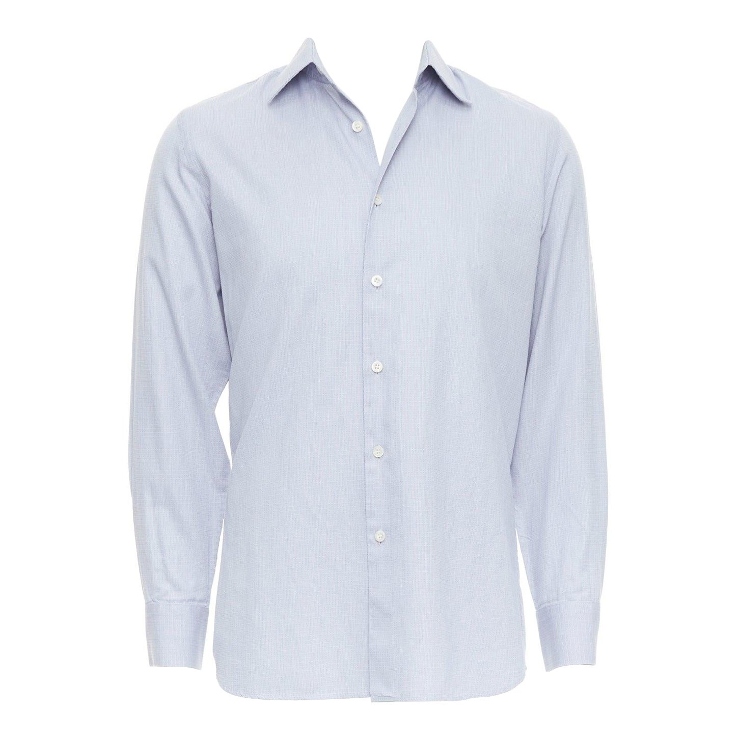 PRADA blue geometric print shell buttons long sleeve collared dress shirt EU38 S en vente