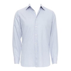PRADA blue geometric print shell buttons long sleeve collared dress shirt EU38 S