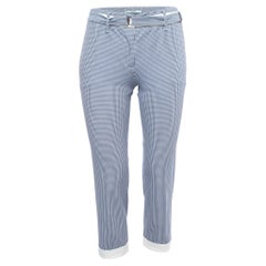 Prada Blue Gingham Patterned Cotton Blend Capri Pants S