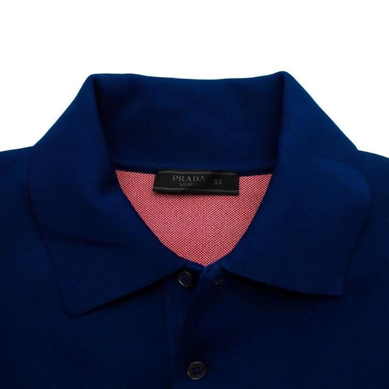 Men's Prada Blue Gradient Intarsia Stretch-knit Polo Shirt