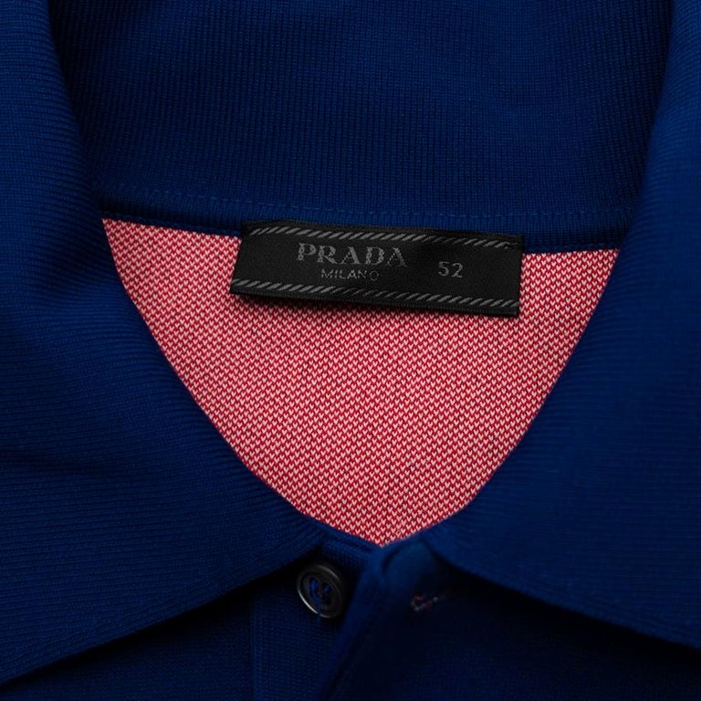 Prada Blue Gradient Intarsia Stretch-knit Polo Shirt 1