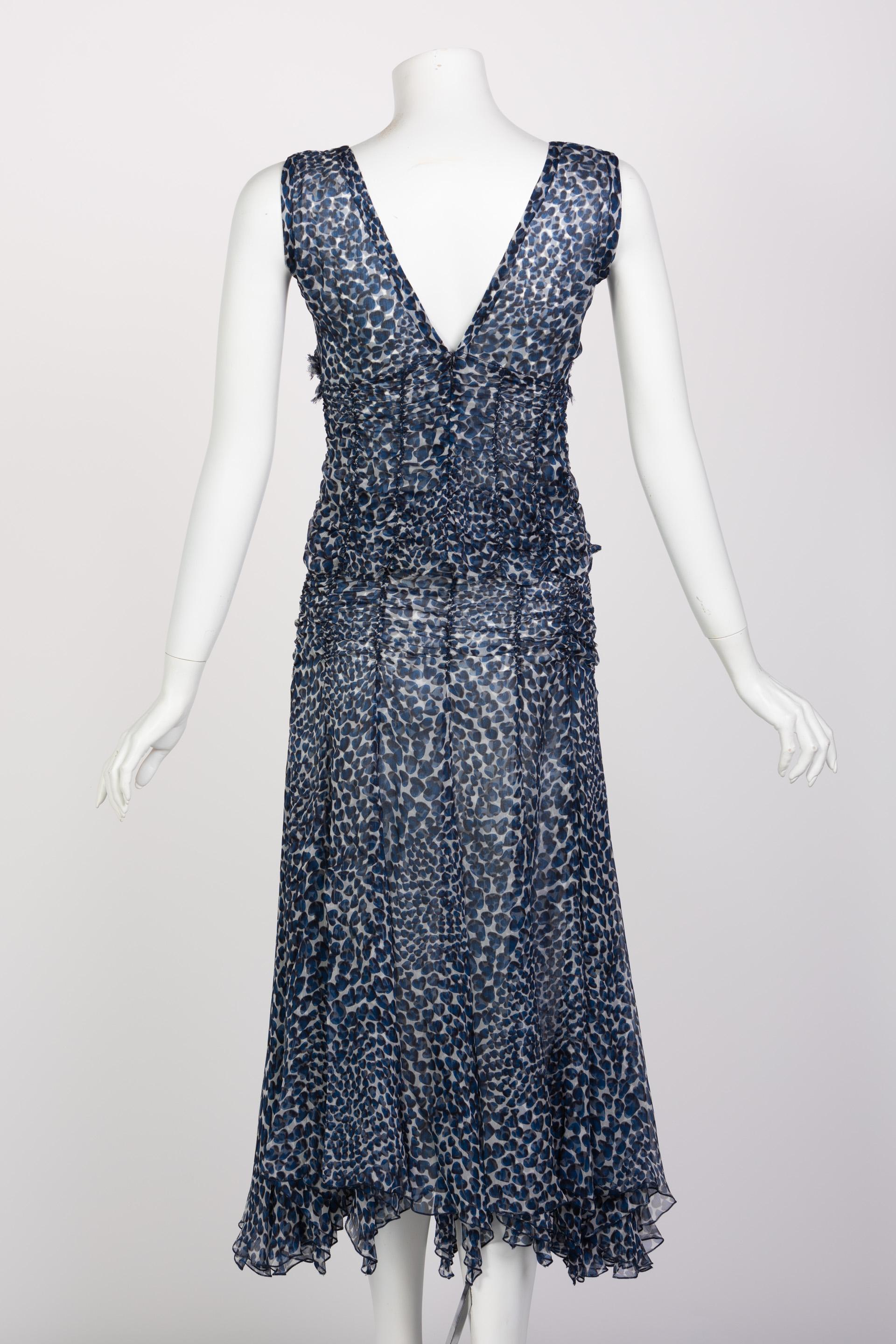 Prada - Ensemble haut et jupe froncé en forme de cœur bleu, printemps-été 2000 Pour femmes en vente
