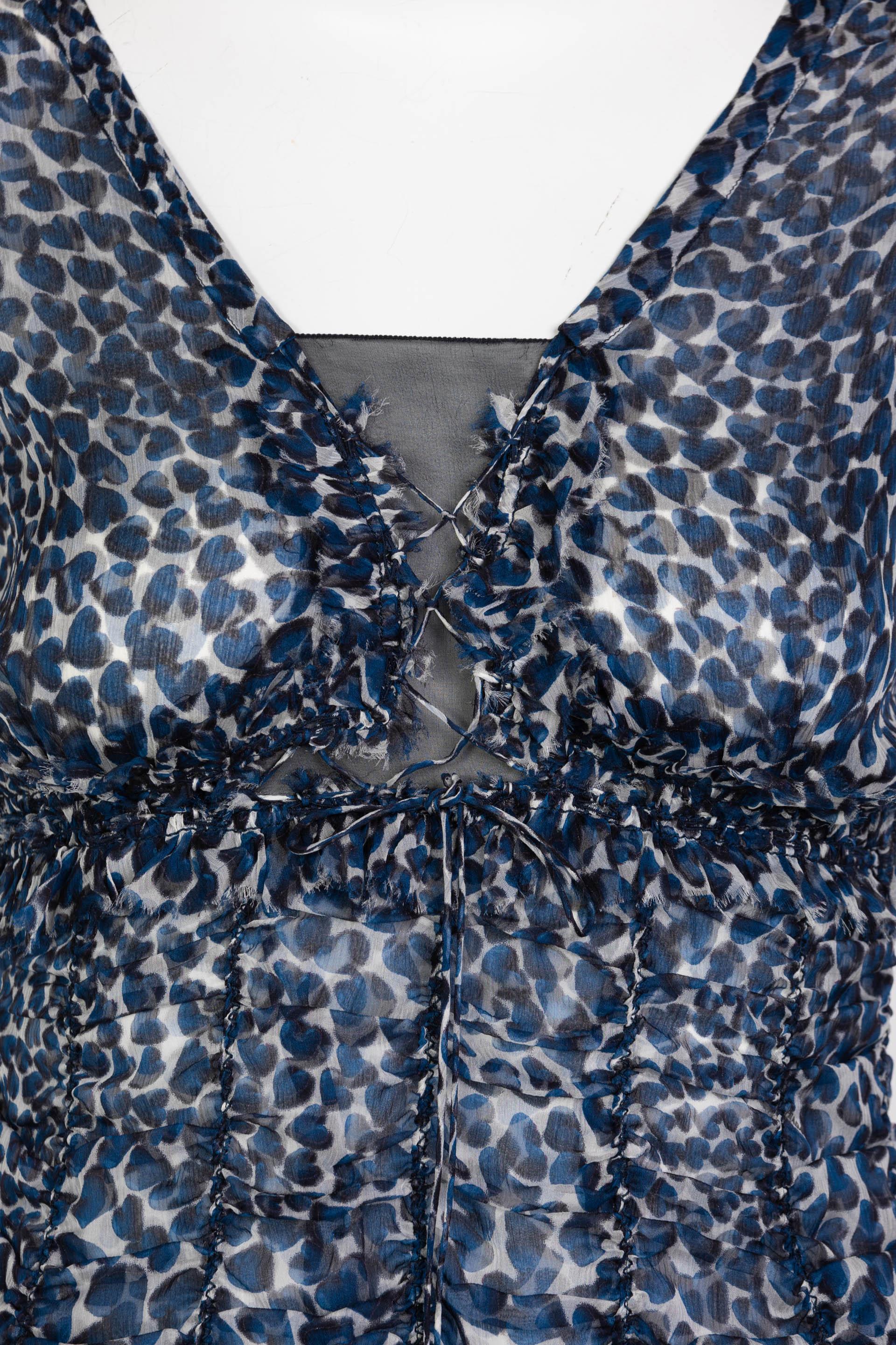 Prada Blue Heart Ruched Top and Skirt Ensemble S/S 2000 im Angebot 1