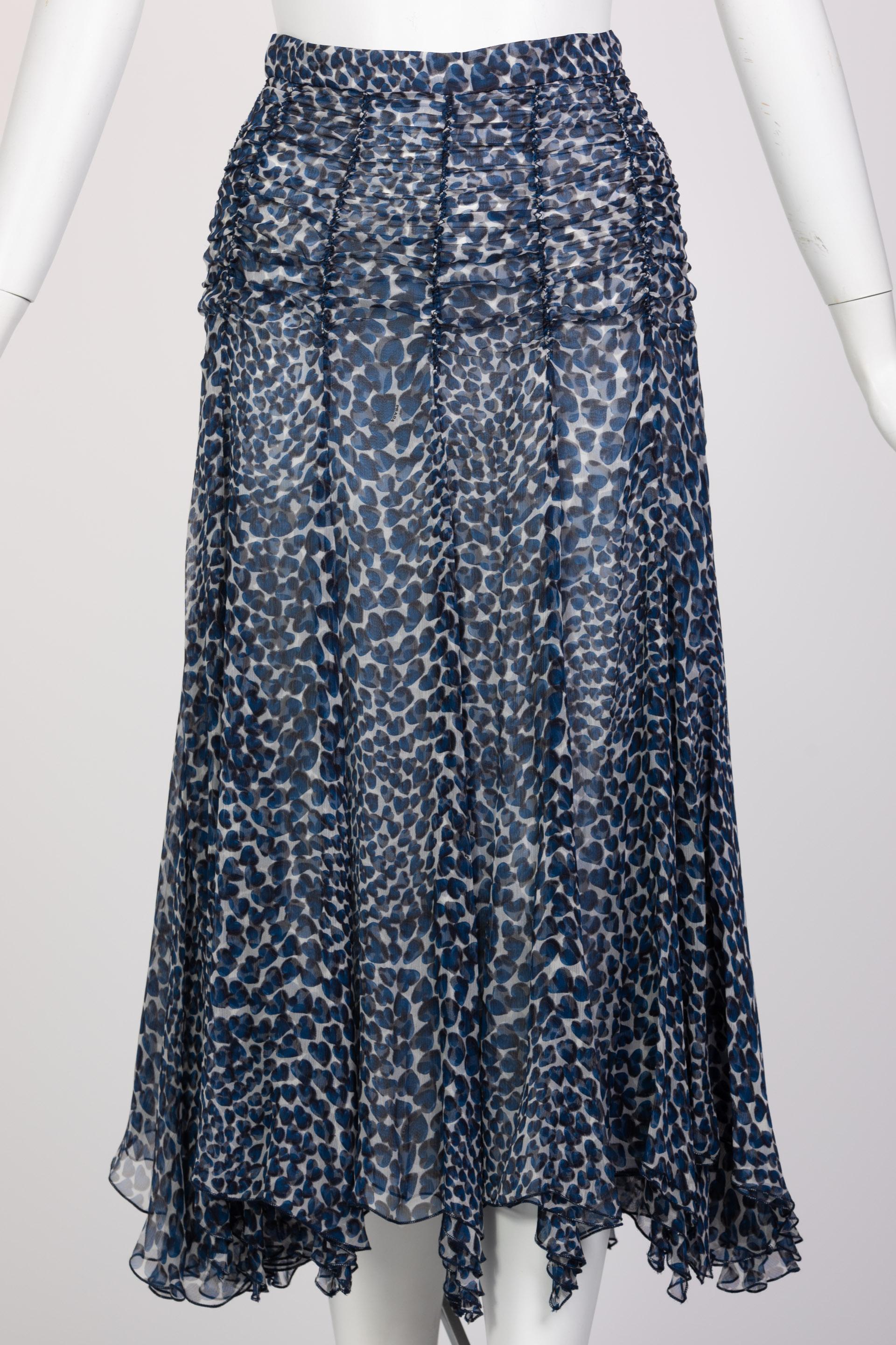 Prada Blue Heart Ruched Top and Skirt Ensemble S/S 2000 im Angebot 2