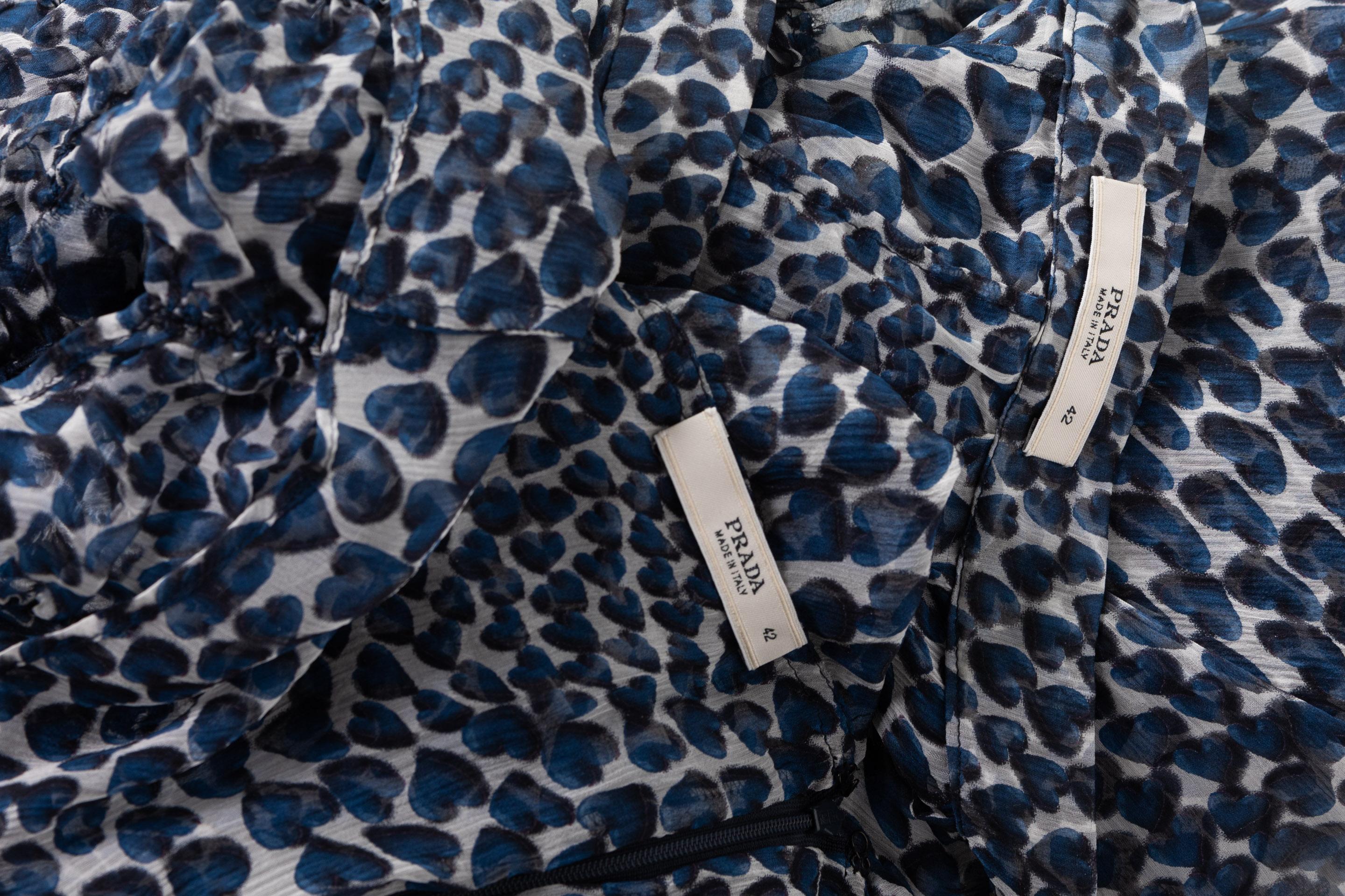 Prada Blue Heart Ruched Top and Skirt Ensemble S/S 2000 im Angebot 3