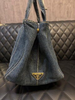 Prada Blue Large Canapa Denim Tote