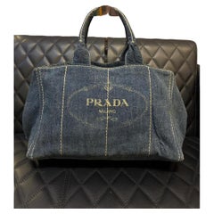 Prada Blue Large Canapa Denim Tote