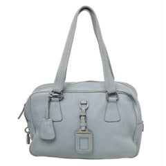 Used Prada Blue Leather Bauletto Satchel